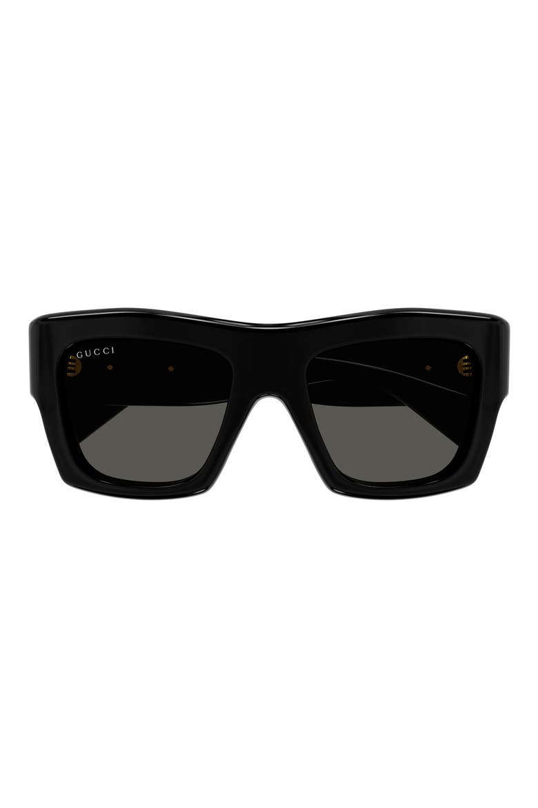 53mm Square Sunglasses, Main, color, BLACK