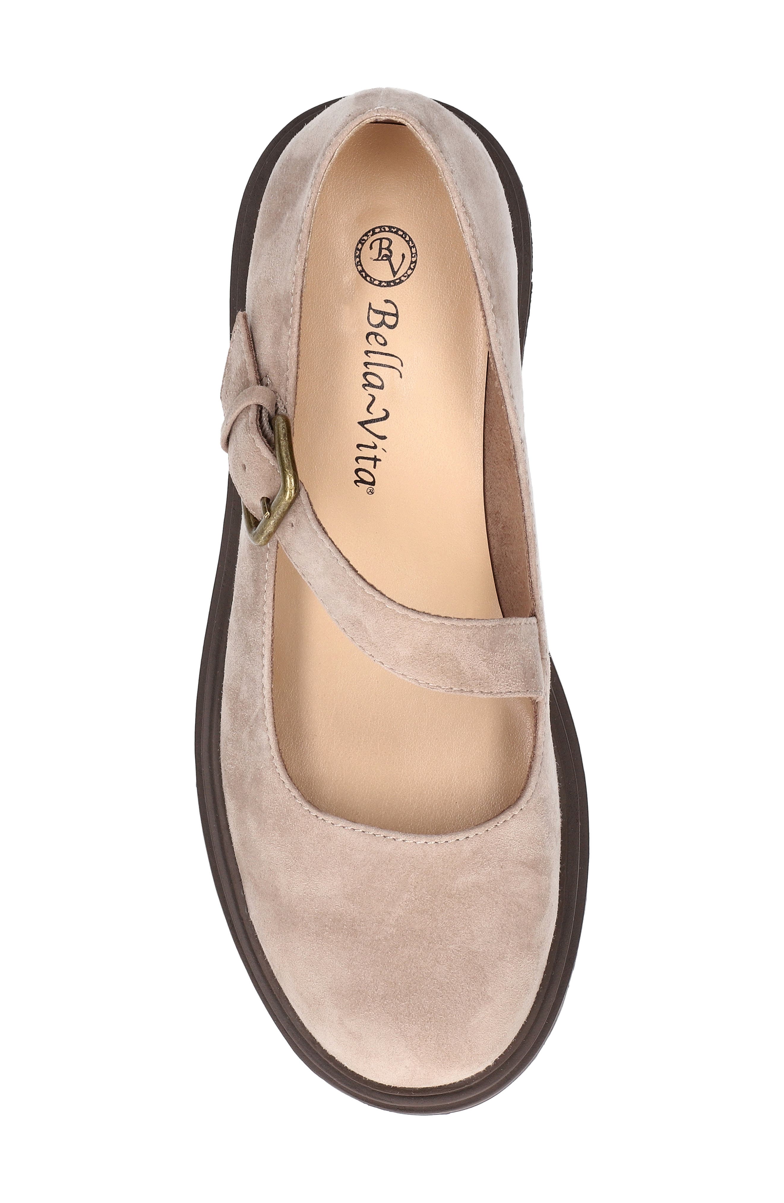 Bella Vita Quincy Mary Jane Flat, Alternate, color, Almond Kidsuede Leather