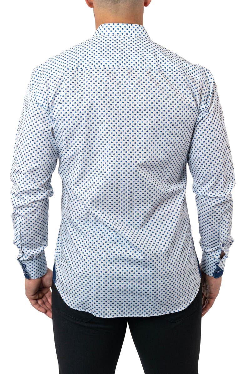 Maceoo Einstein Dot Print Contemporary Fit Button-Up Shirt, Alternate, color, White