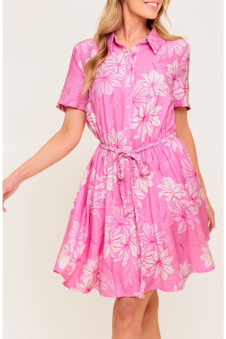 Print Mini Shirtdress, Alternate, color, PINK