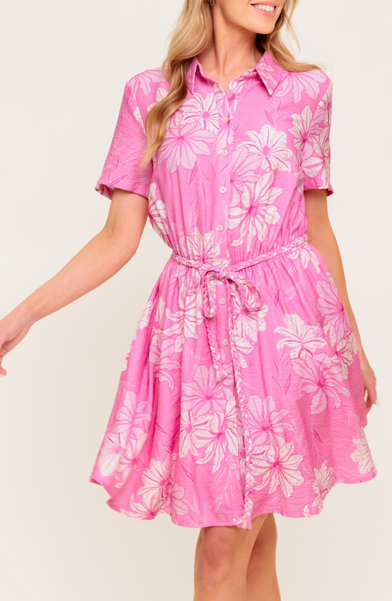 FLYING TOMATO Print Mini Shirtdress, Alternate, color, Pink