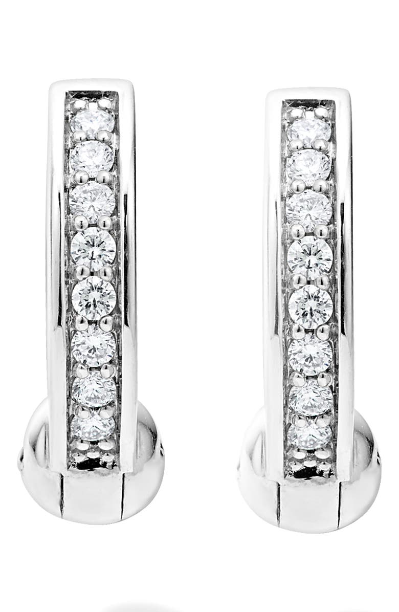 LAGOS Caviar Spark Diamond Huggie Hoop Earrings, Main, color, Silver Diamond