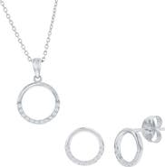 SIMONA Cubic Zirconia Circle Stud Earrings & Pendant Necklace Set
