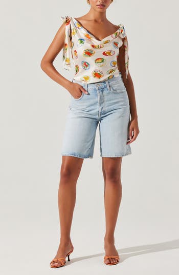 Allexina Printed Cowl Neck Top