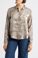 Cloth & Stone Hidden Placket Velvet Button-Up Blouse