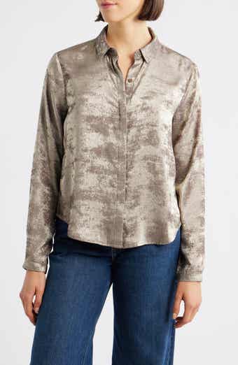 Cloth & Stone Hidden Placket Velvet Button-Up Blouse