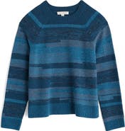 Seasalt Cornwall Shore Dock Stripe Lambswool Blend Crewneck Sweater