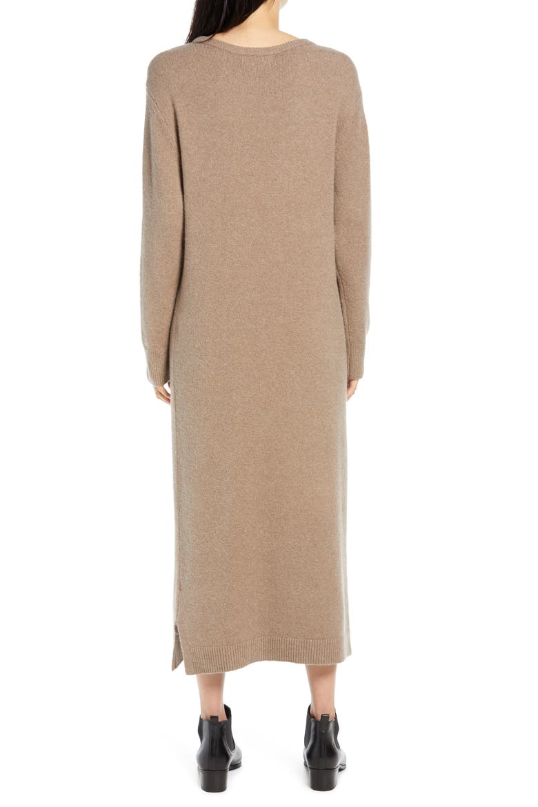 Crewneck Long Sleeve Sweater Dress, Alternate, color, BROWN SHITAKE HEATHER