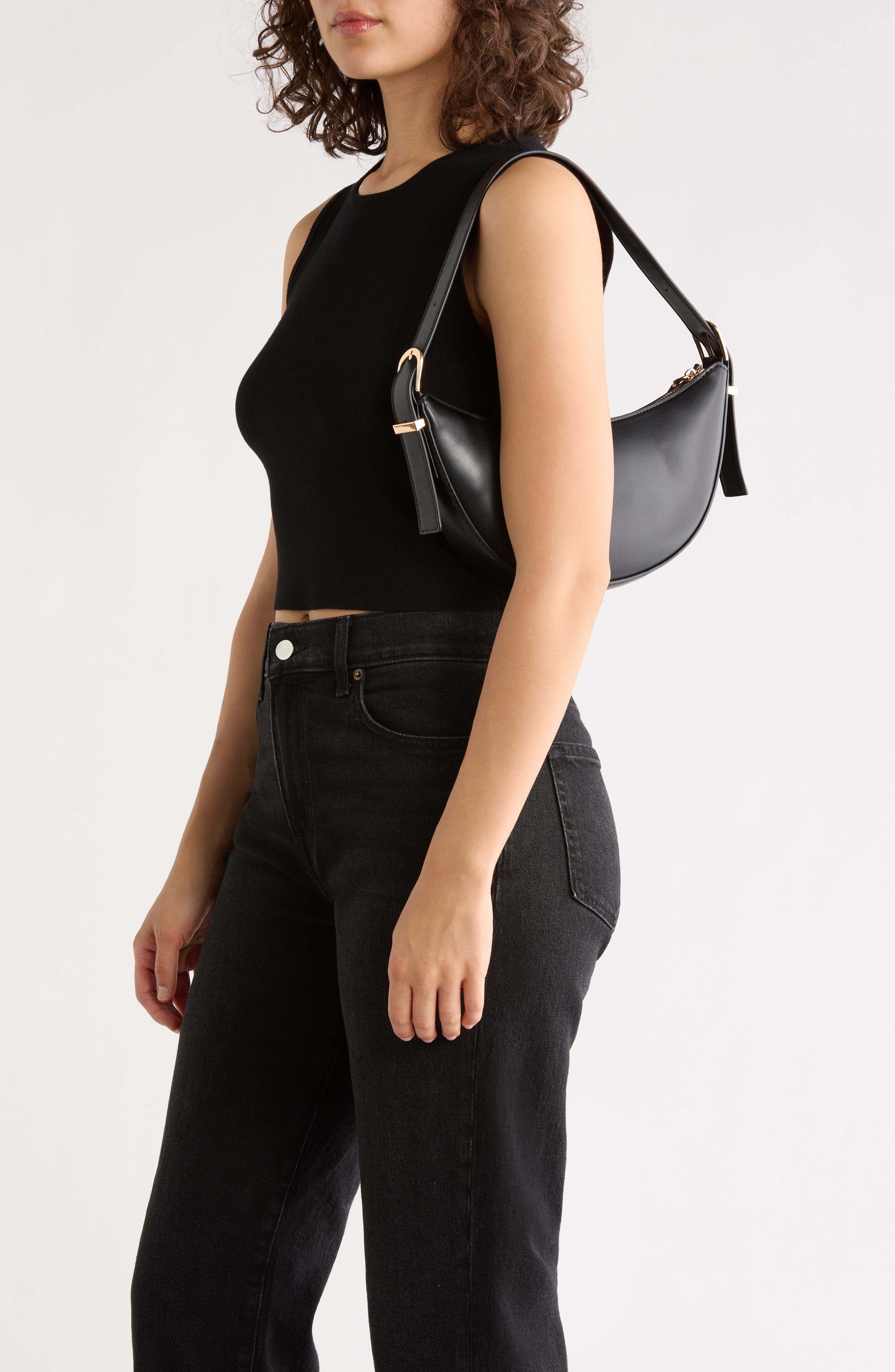 URBAN EXPRESSIONS HANDBAGS Crescent Shoulder Bag, Alternate, color, Black