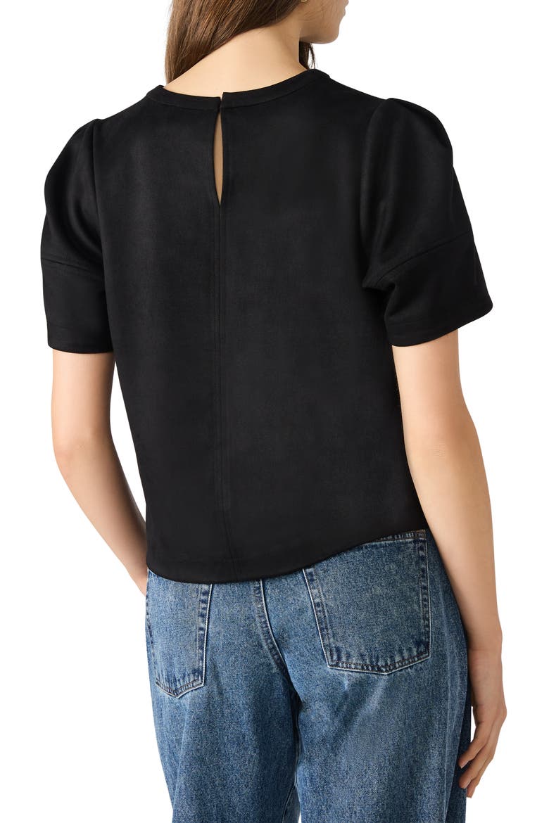 Faux Suede T-Shirt, Alternate, color, BLACK