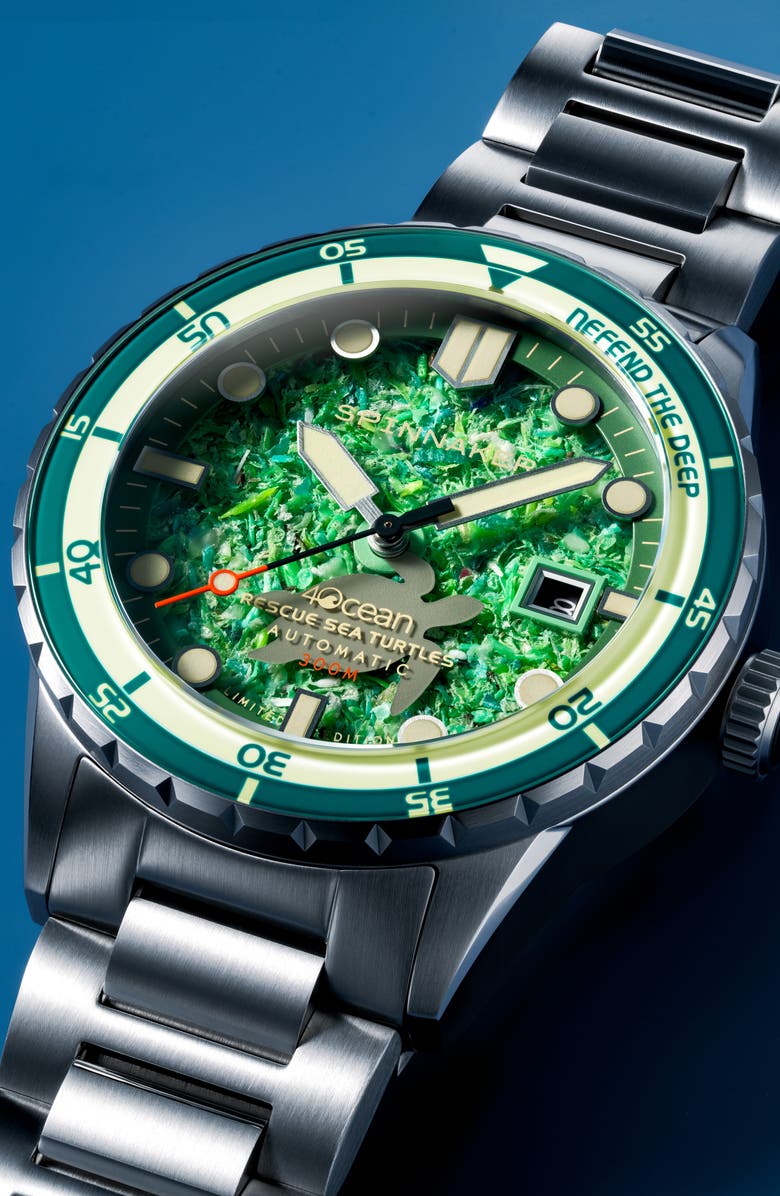 SPINNAKER x 4ocean Hass Sea Turtle Limited Edition Automatic Bracelet Watch, 43mm, Alternate, color, 