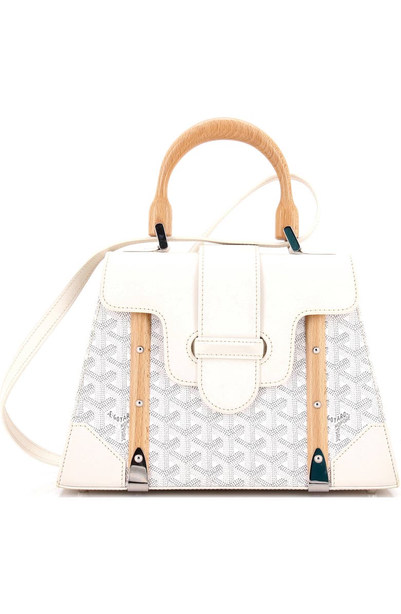 Pre-Owned Goyard Saigon Top Handle Bag Coated Canvas with Leather PM, Main, color, White
