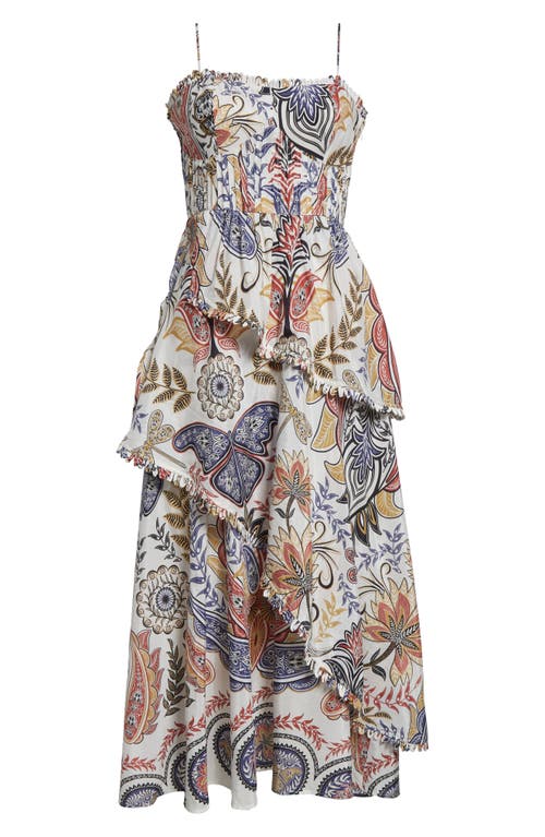 Farm Rio Boho Glam Floral Sundress In Boho Glam Off-white