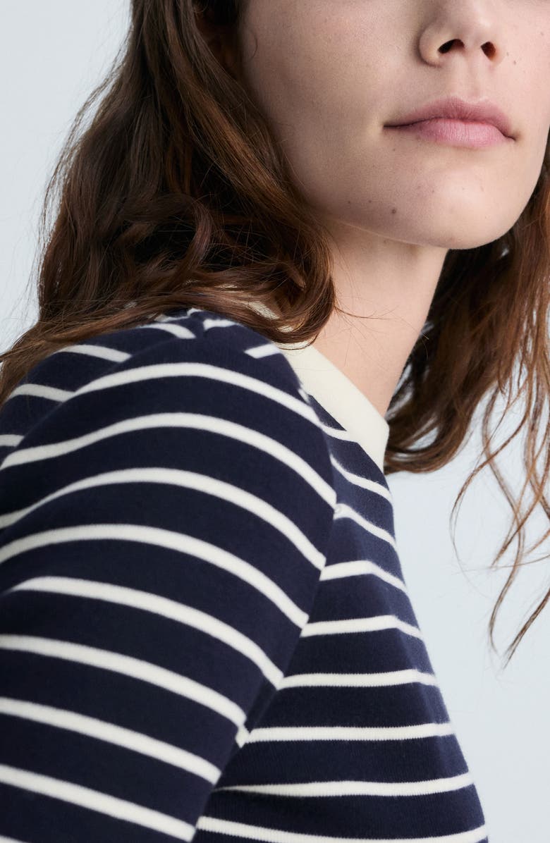 MANGO Stripe Cotton T-Shirt, Alternate, color, Dark Navy