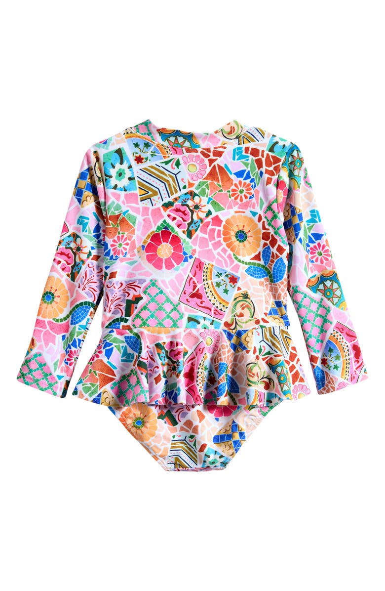 Seafolly Frill Long Sleeve One-Piece Rashguard Swimsuit, Alternate, color, Beach Boheme