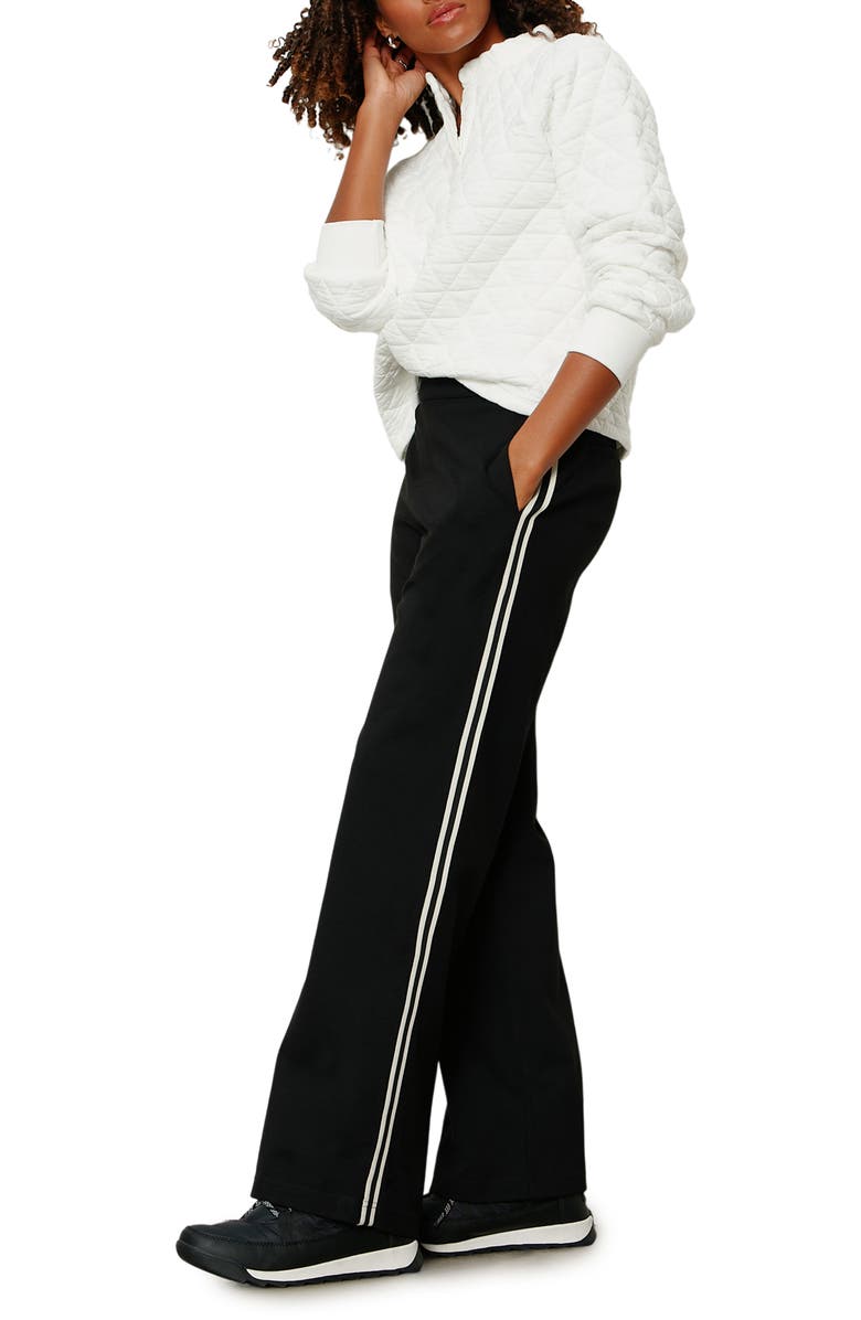 Sanctuary Runway Side Stripe Ponte Track Pants, Alternate, color, Black