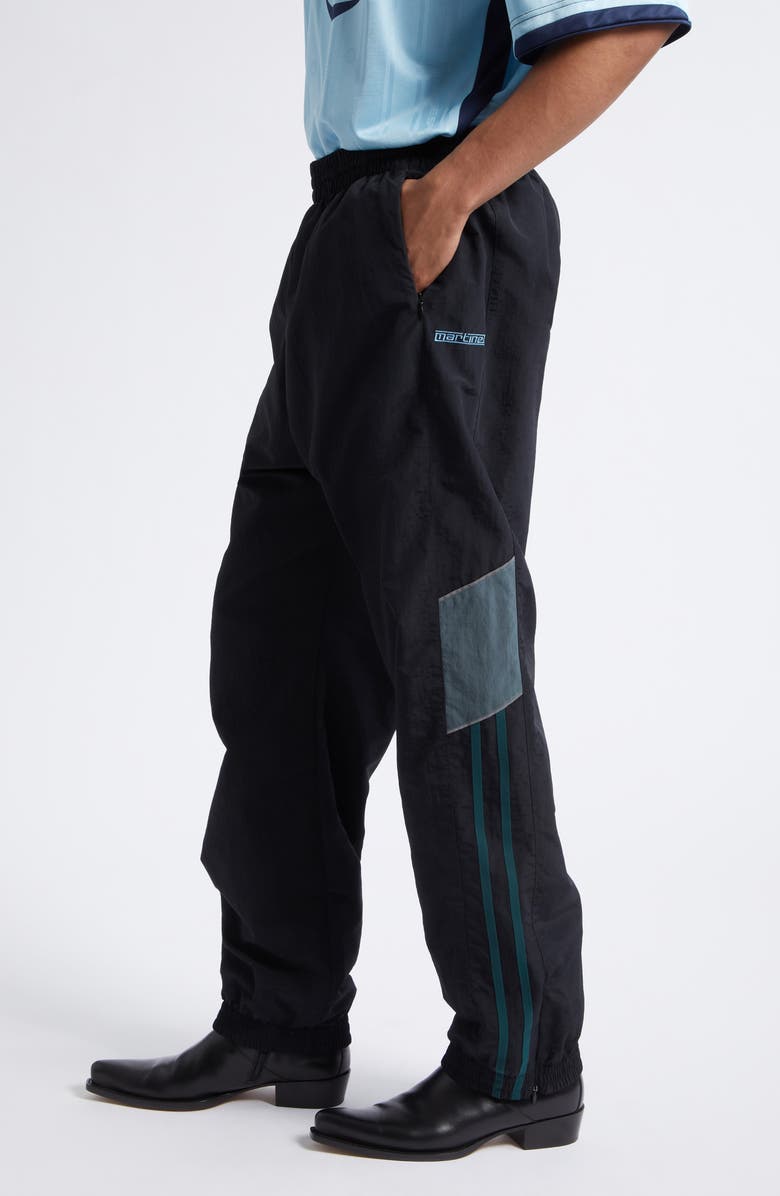 Martine Rose Paneled Nylon Track Pants, Alternate, color, Black Teal