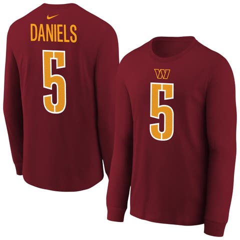 Youth Nike Jayden Daniels Burgundy Washington Commanders Player Name 
Number Long Sleeve T-Shirt
