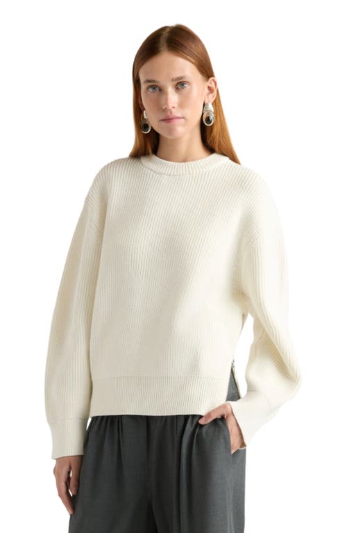 Modern Citizen Tate Organic Cotton Side Zip Sweater In White