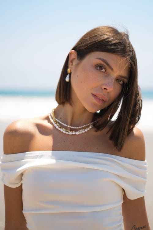 Classicharms Leah Seashell Freshwater Baroque Pearl Drop Earrings In Gold