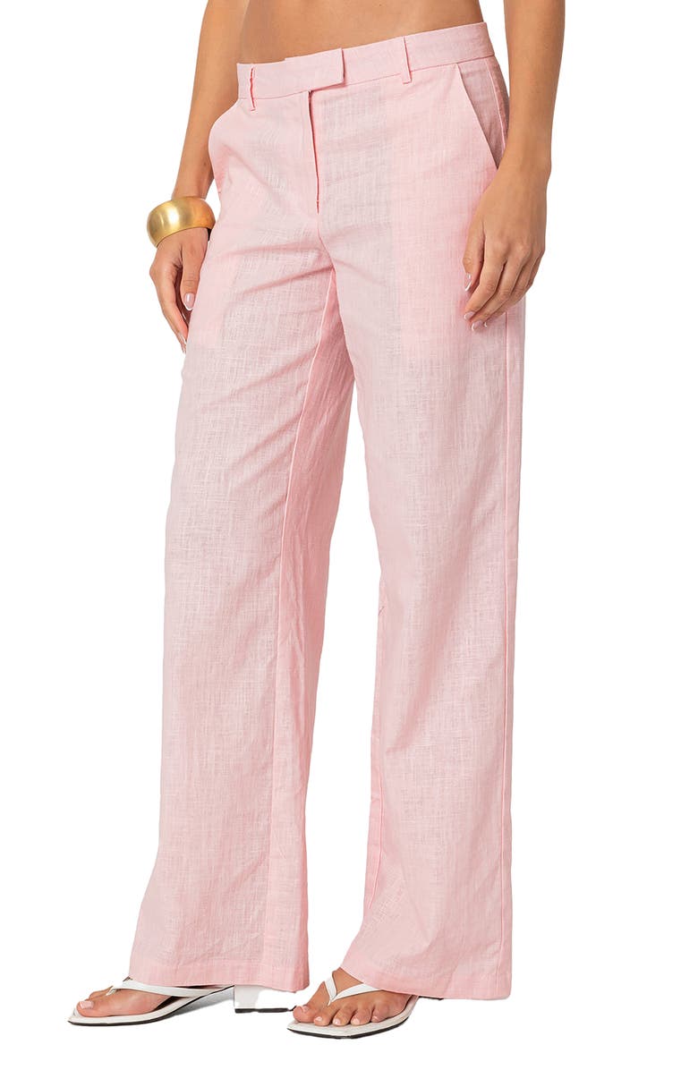 EDIKTED Arya Straight Leg Cotton Pants, Alternate, color, Light-Pink