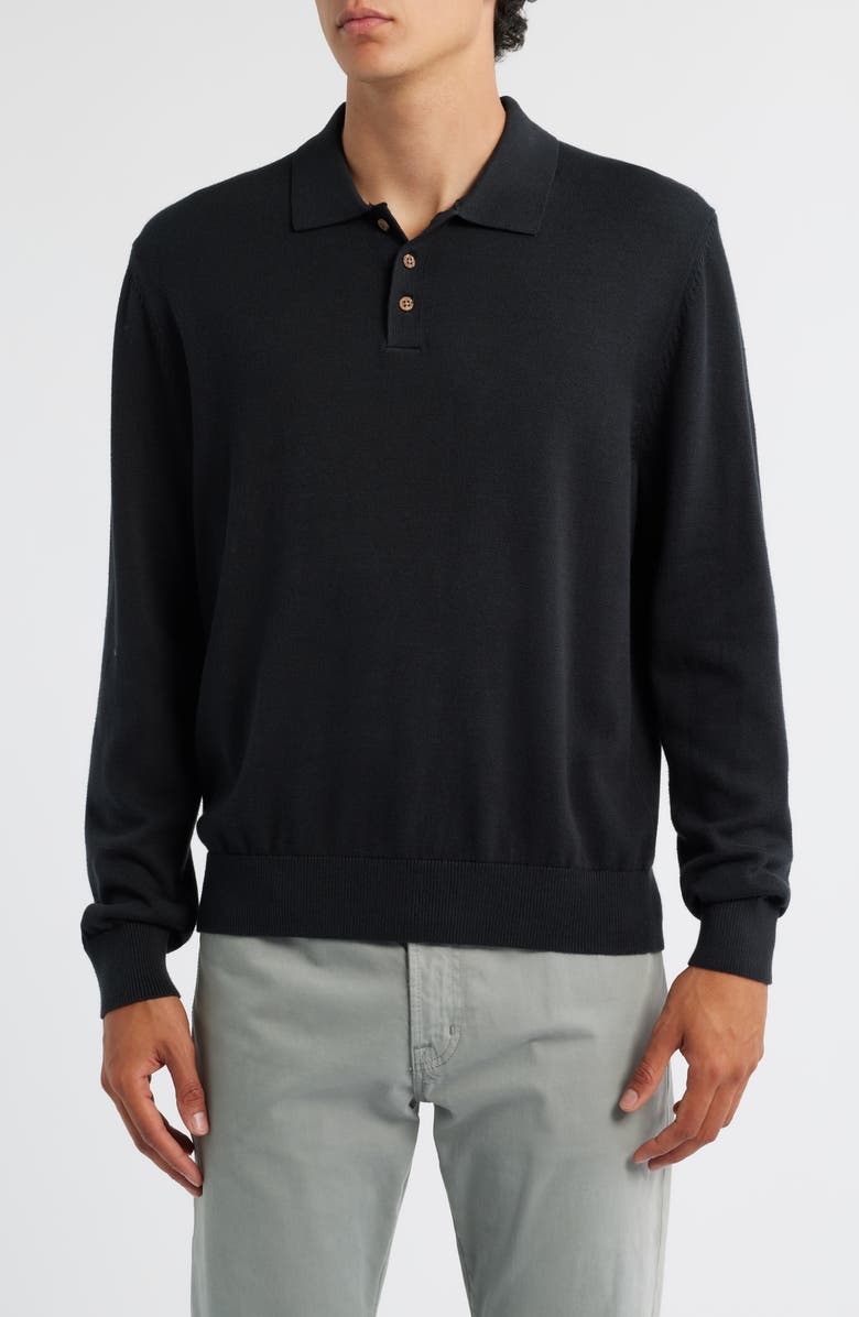 ALEX CRANE Feather Organic Cotton Polo Sweater, Main, color, Night