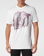 PHILIPP PLEIN T-Shirt Round Neck Ss With Crystals Dripping Skull Men