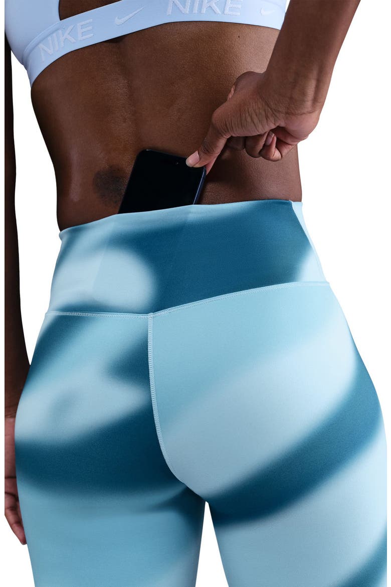 One Dri-FIT High Waist 7/8 Leggings, Alternate, color, ARMORY BLUE/ CELESTINE BLUE
