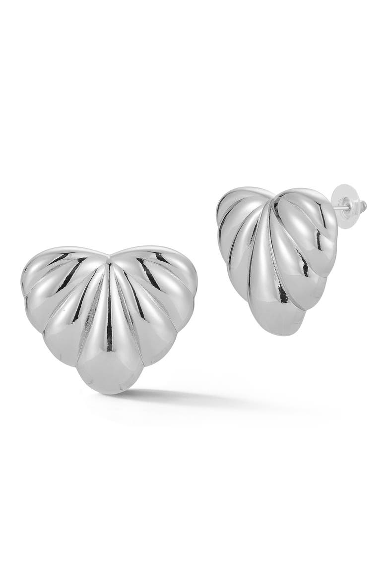 Heart Stud Earrings, Main, color, SILVER