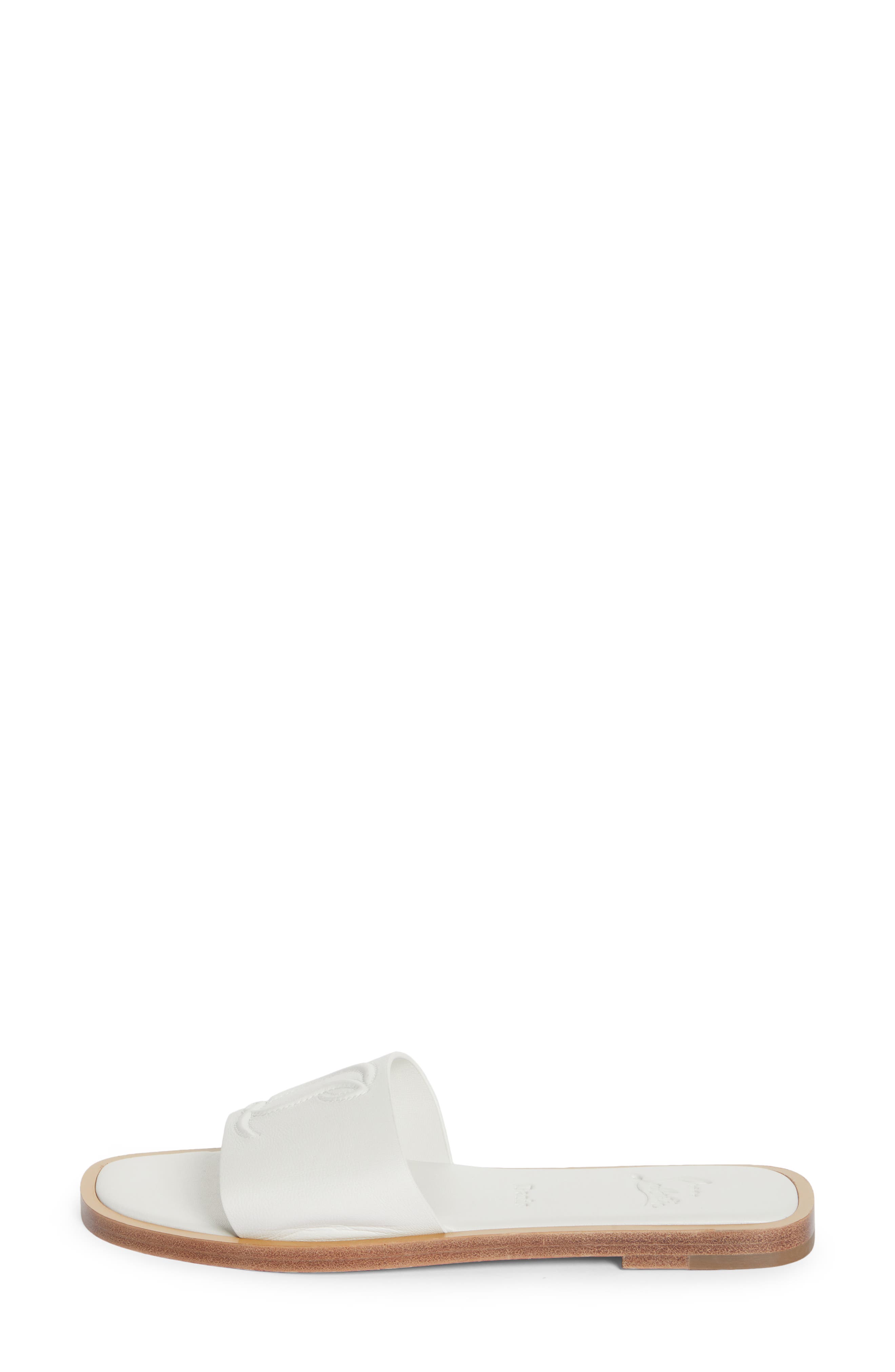 CL Logo Slide Sandal, Alternate, color, WHITE
