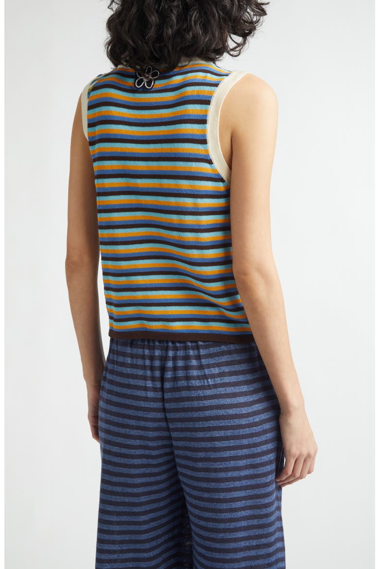 Romy Stripe Lace-Up Sleeveless Cotton Blend Sweater, Alternate, color, SKY MULTI