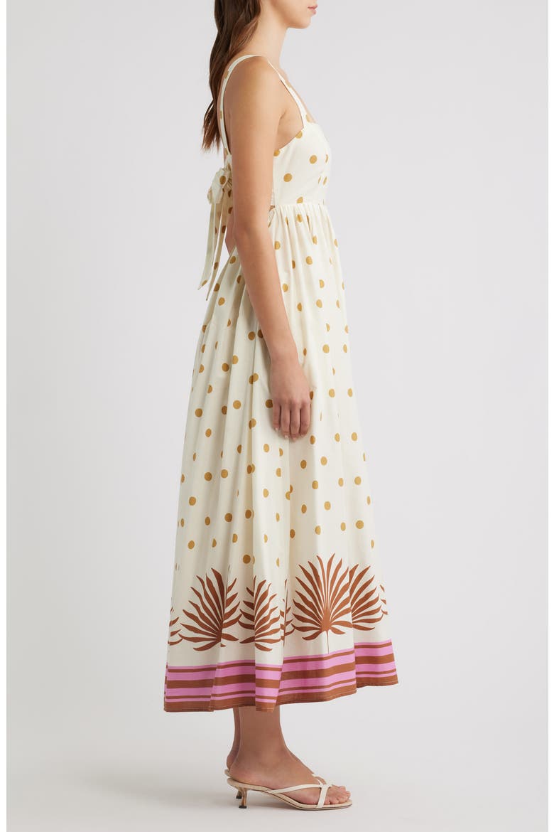Polka Dot & Border Print Cotton Dress, Alternate, color, IVORY