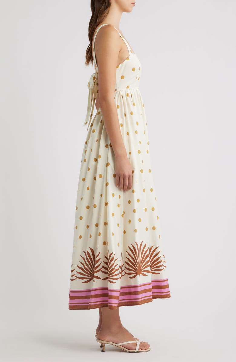 FLYING TOMATO Polka Dot & Border Print Cotton Dress, Alternate, color, Ivory