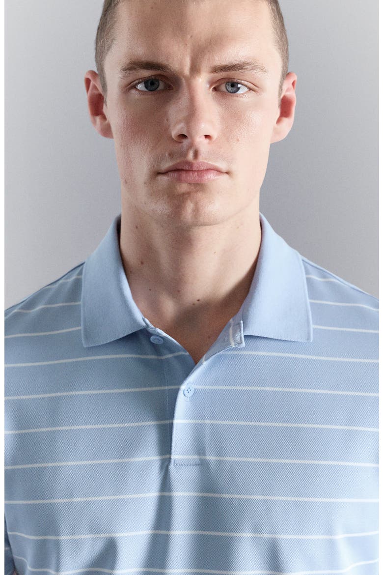 Slim Fit Stripe CoolMax® Piqué Polo, Alternate, color, SKY BLUE