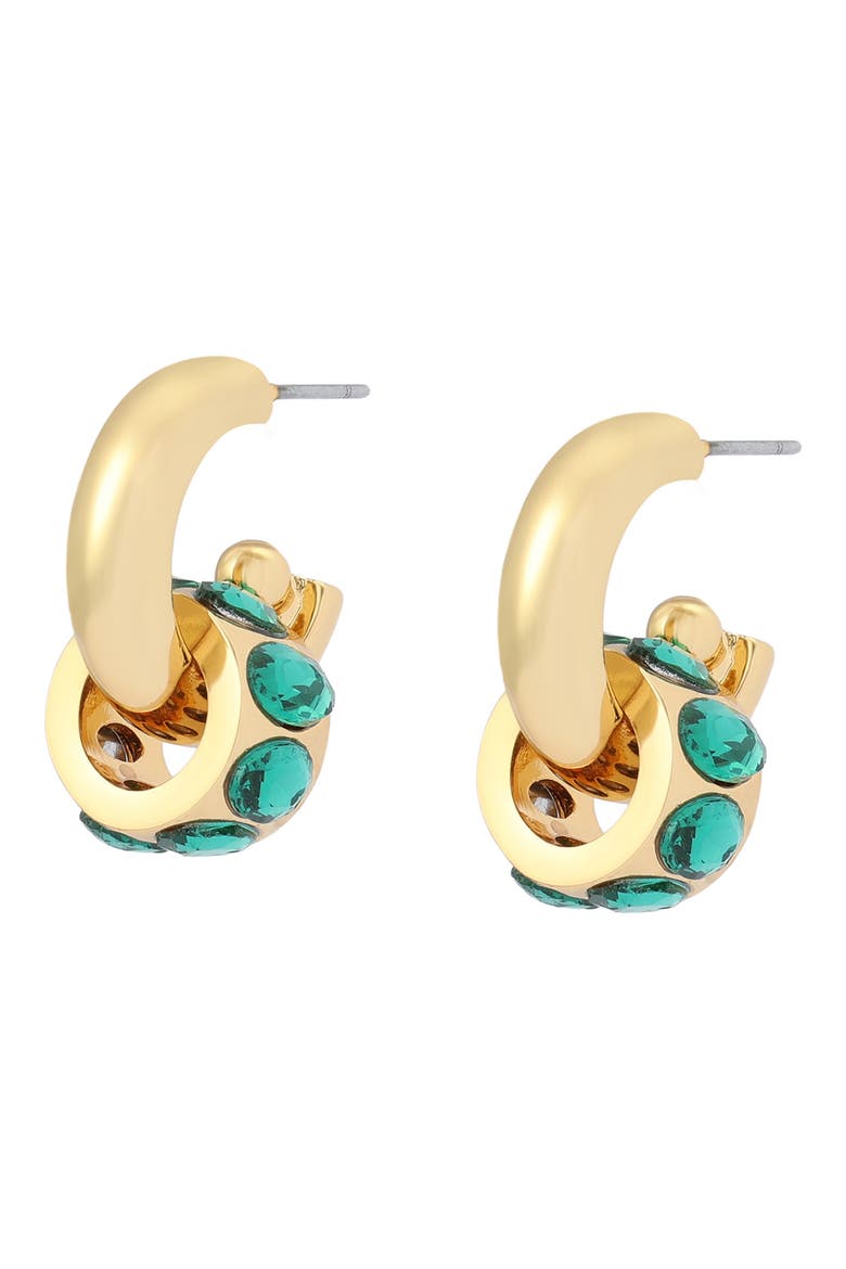 Rondelle Huggie Hoop Drop Earrings, Alternate, color, GREEN