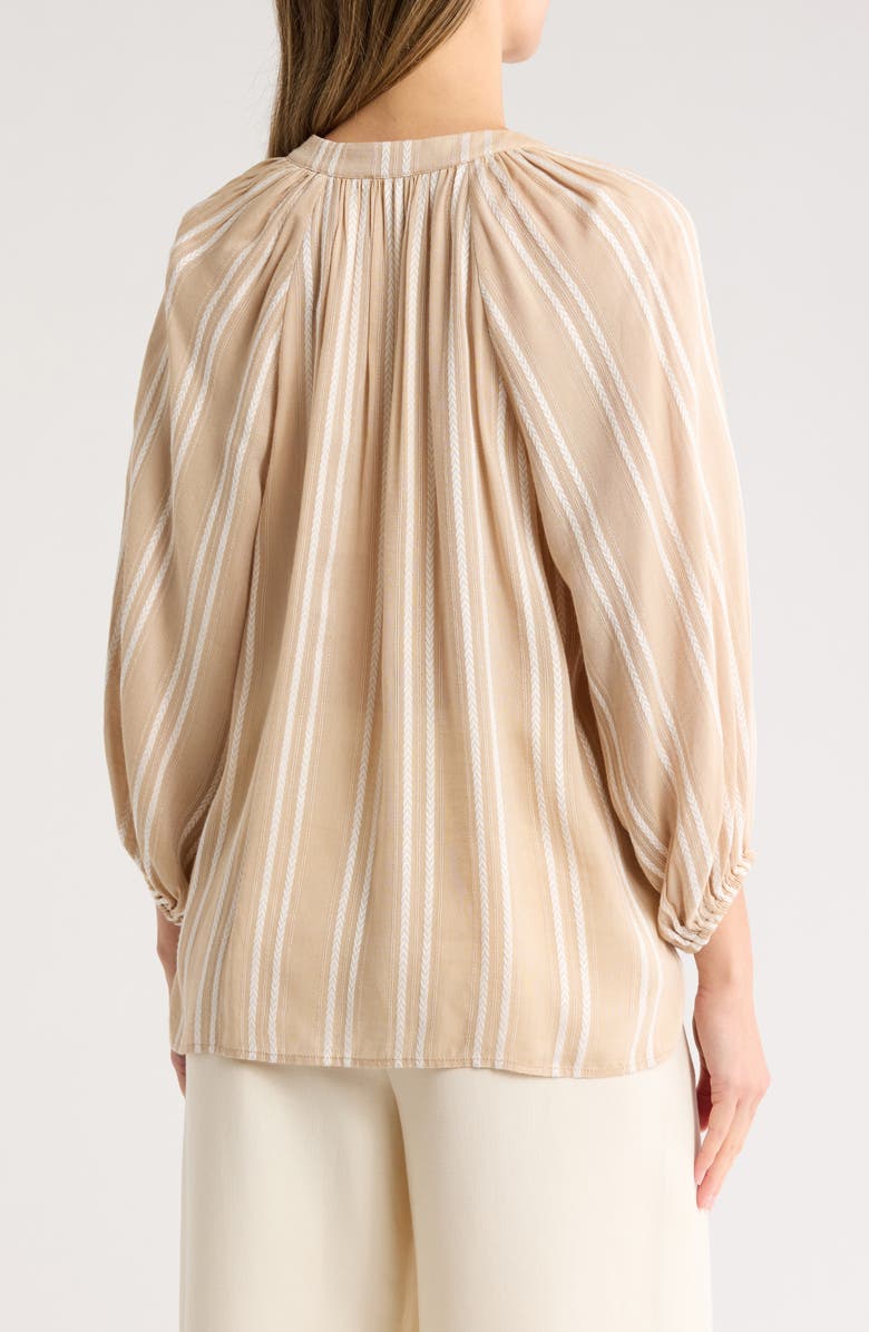 Gemma + Jane Stripe Woven Split Neck Top, Alternate, color, Cream/ White