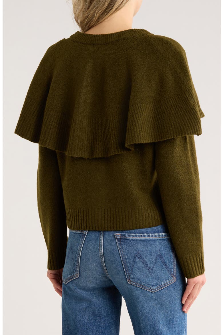 Ruffle Cardigan, Alternate, color, OLIVE