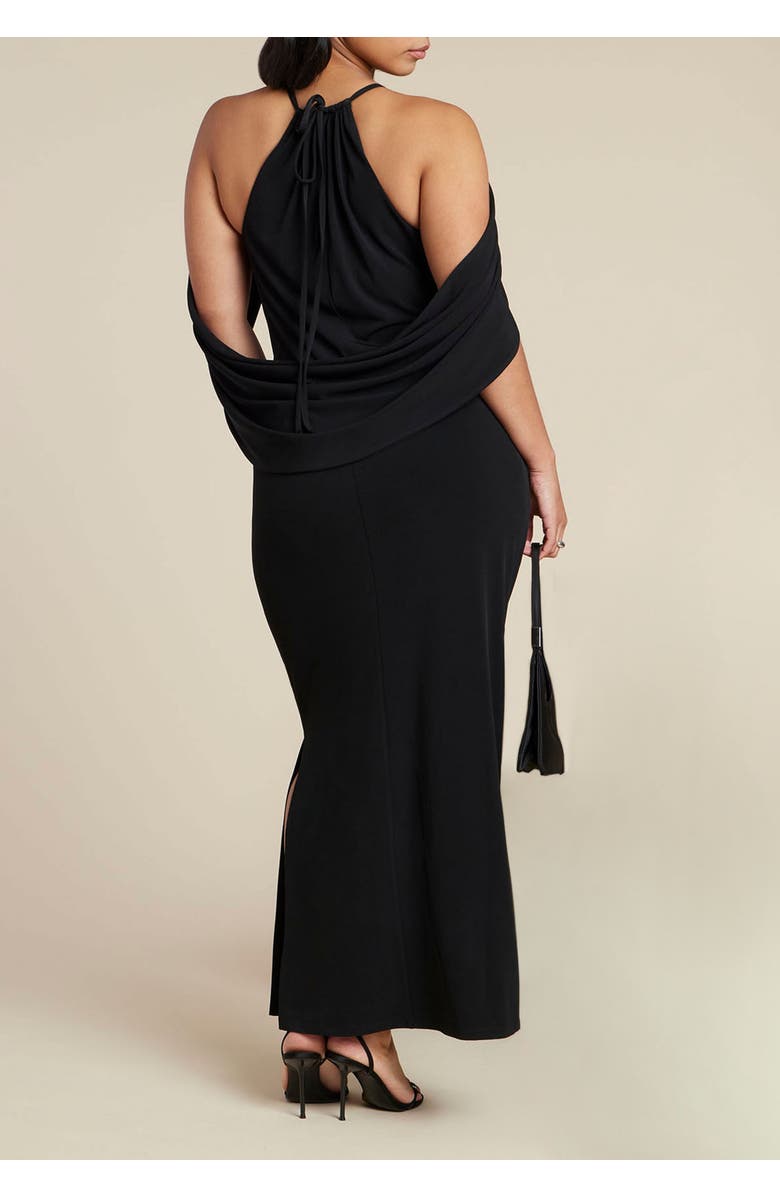 ELOQUII Capelet Dress, Alternate, color, Black Onyx