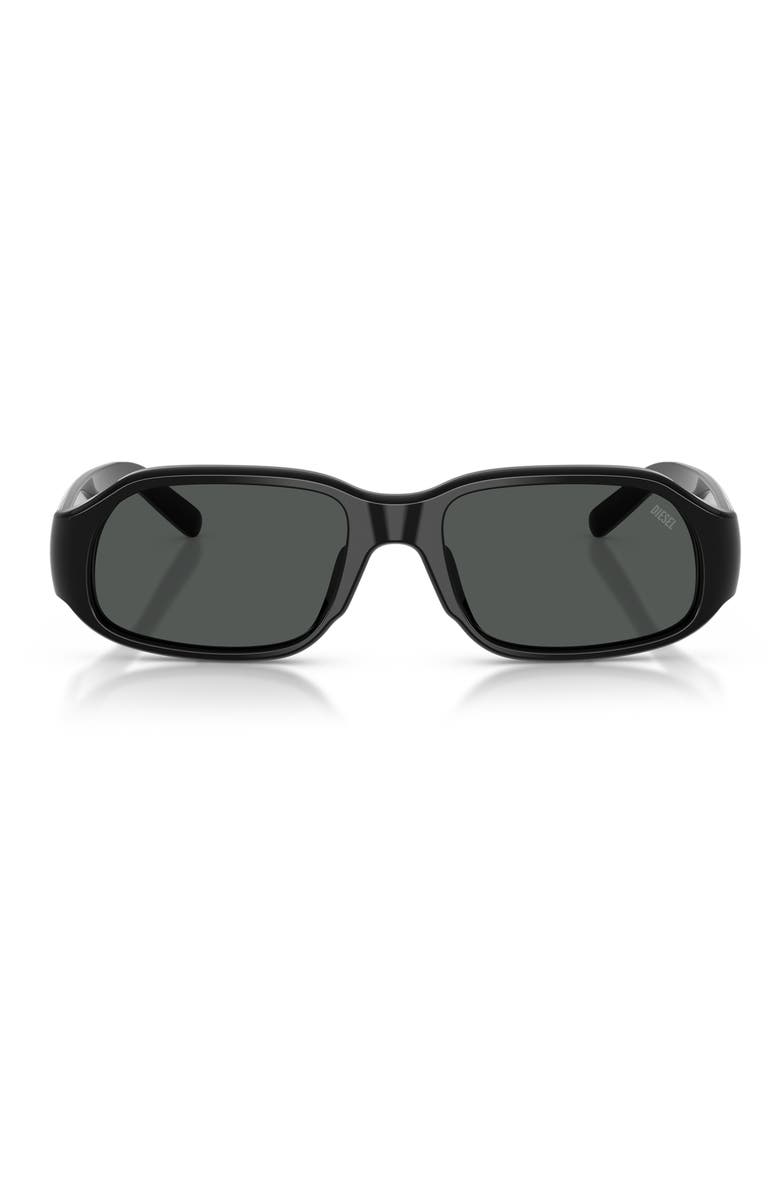 DIESEL<sup>®</sup> 55mm Rectangular Sunglasses, Main, color, Solid Black / Solid Black