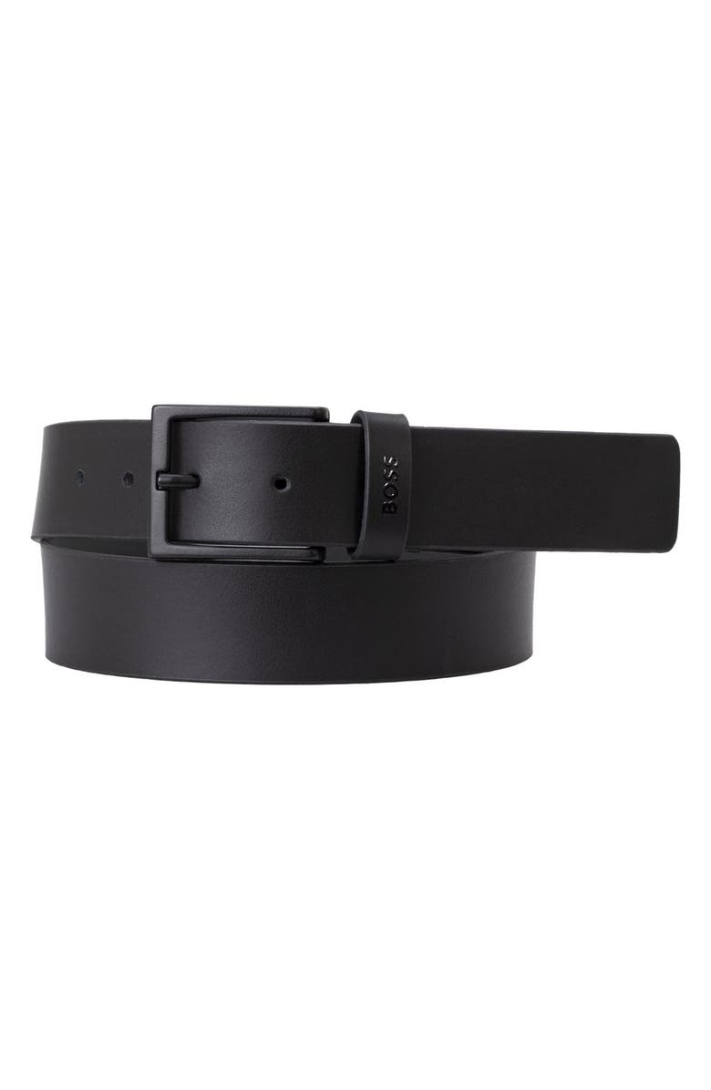 BOSS Timon Leather Belt, Main, color, Blk