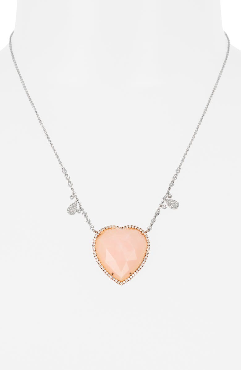 Meira T Pink Opal & Diamond Heart Pendant Necklace - 0.68ct., Alternate, color,
