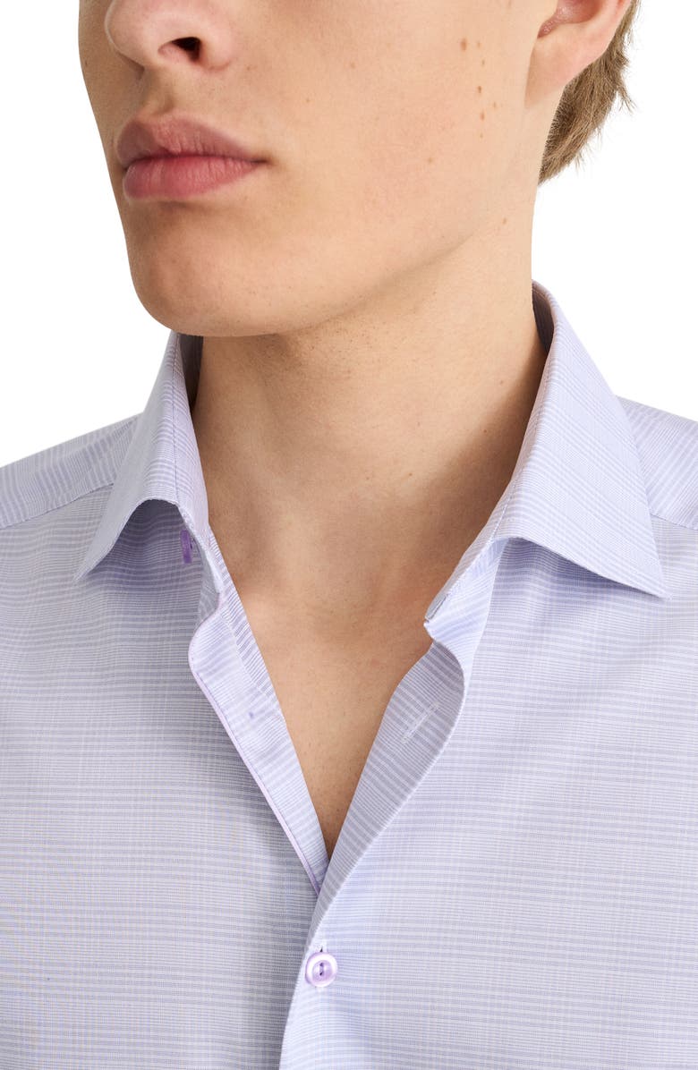 Eton Contemporary Fit Prince of Wales Check Dress Shirt, Alternate, color, Light Purple