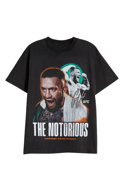 Id Supply Co Ufc Conor Mcgregor Two Division Champ Cotton Graphic T-shirt In Washed Black