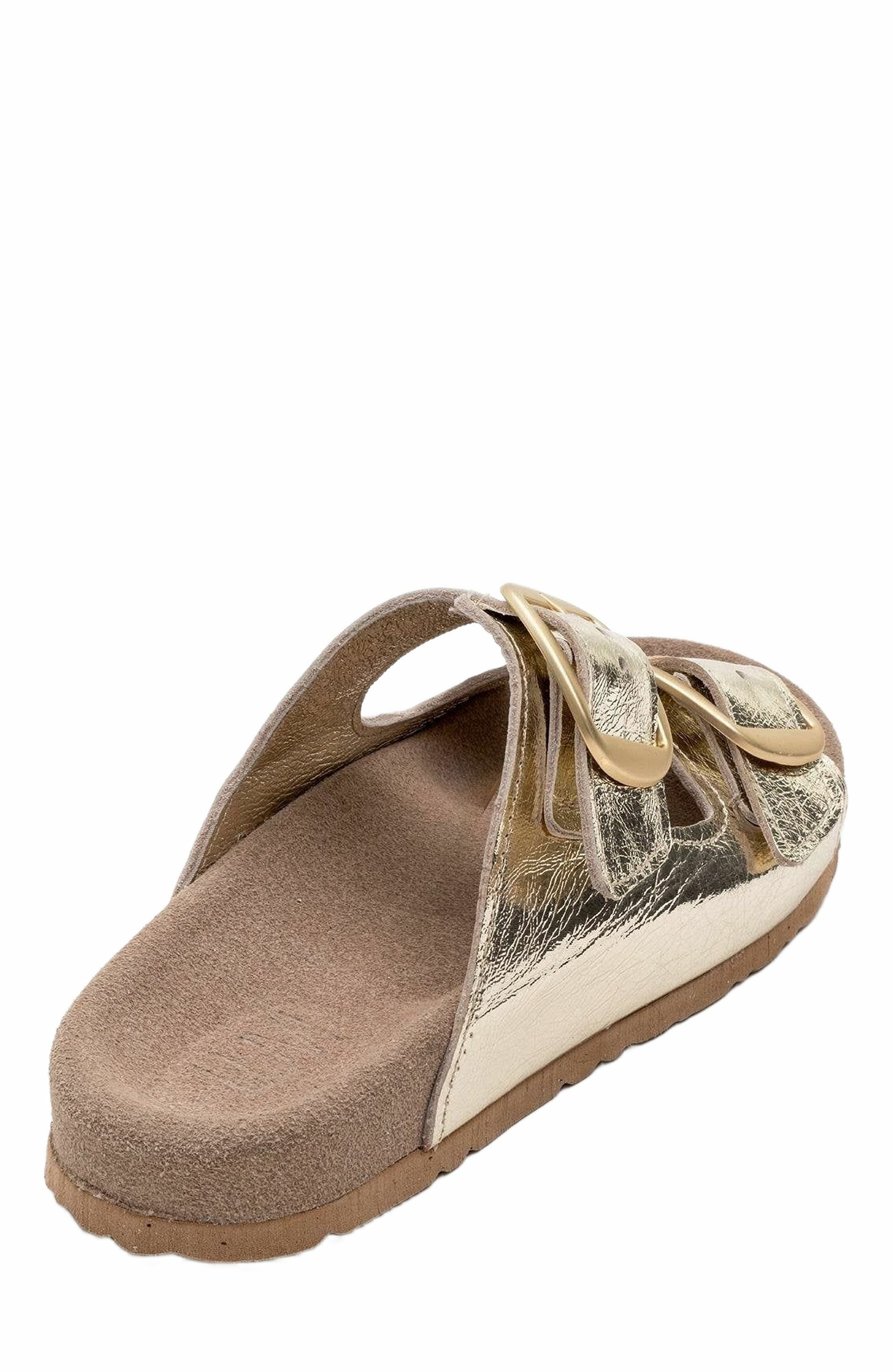 Ovesta Soft Footbed Leather Slide Sandal, Alternate, color, Gold Leather