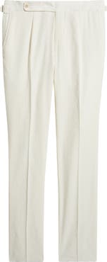 Jack Victor Parma Pleated Linen & Cotton Stretch Twill Dress Pants