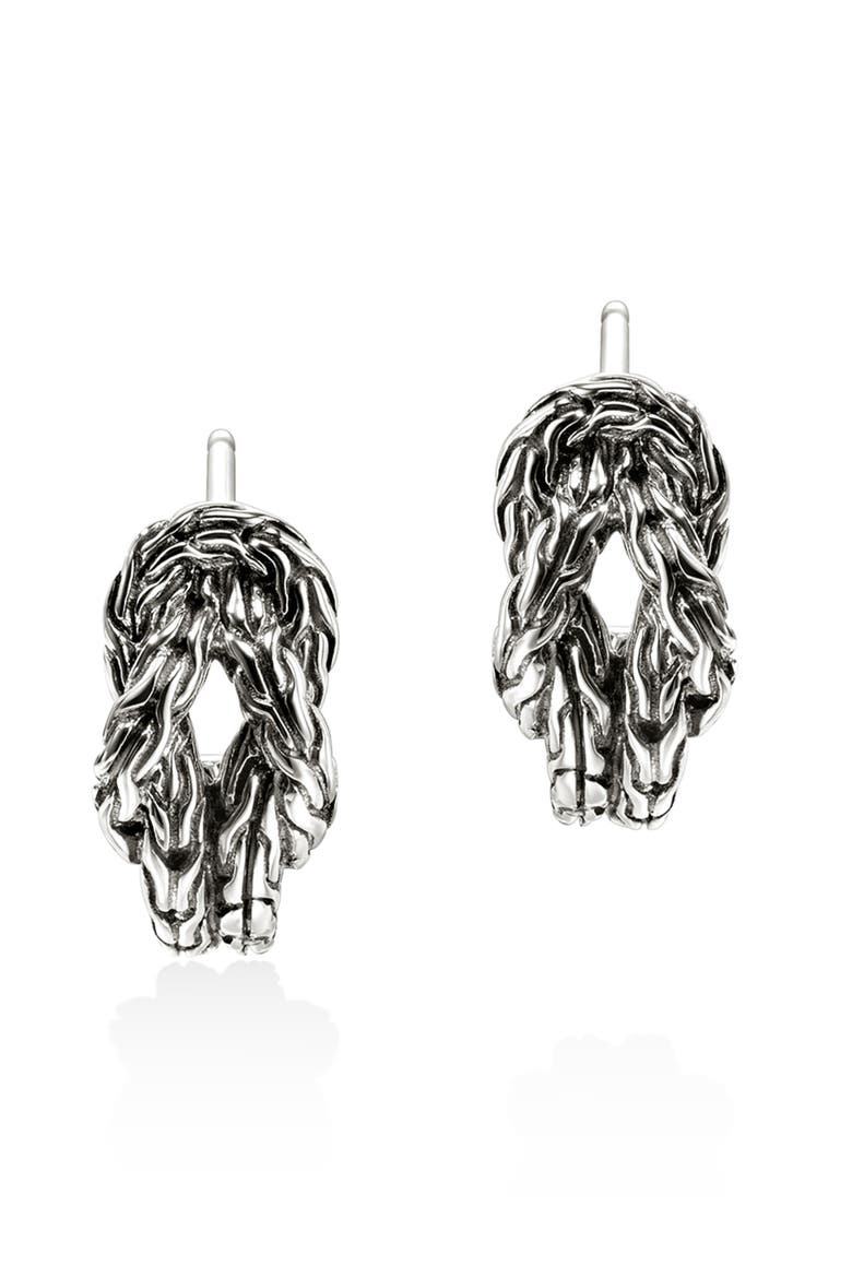 Love Knot Hoop Earrings, 9mm, Main, color, SILVER