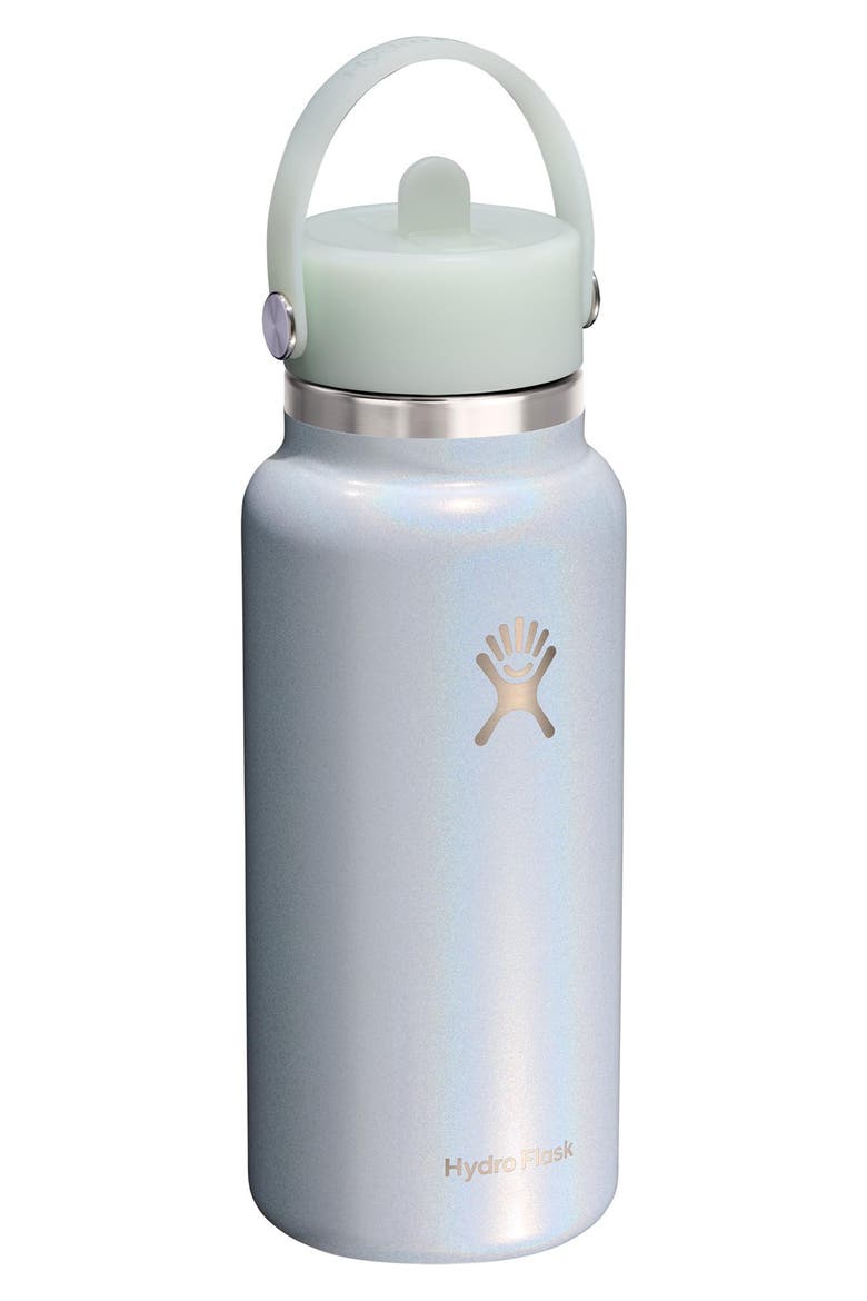 32-Ounce Wide Mouth Flex Straw Cap Bottle, Alternate, color, GLIMMER BLUE