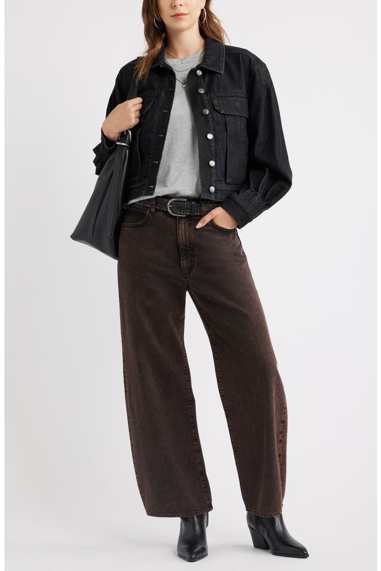 Pintucked Denim Jacket, Alternate, color, WASHED BLACK