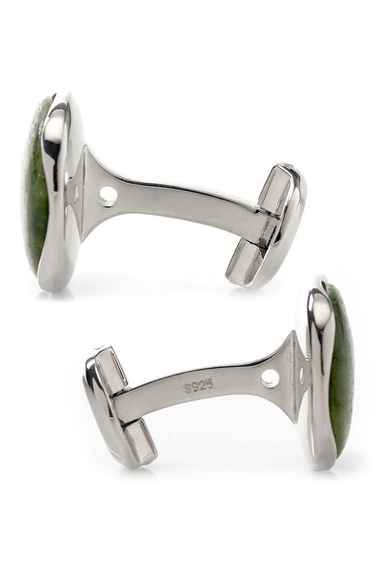 Seraphinite Sterling Silver Cuff Links, Alternate, color, GREEN