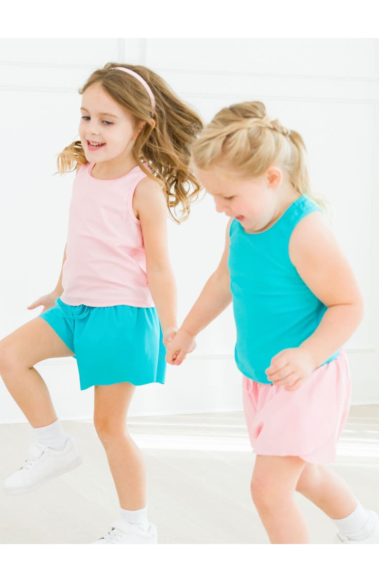 RuffleButts Girls Active Tank Top, Alternate, color, Bright Aqua